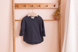 [BEBELOUTE] U Neck Plain Fabric T-Shirt(Gray), Cotton 100%_ Made in KOREA